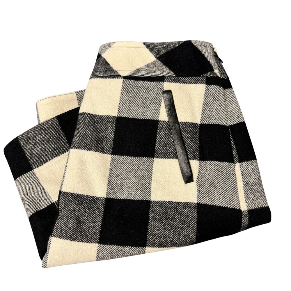 Talbots Skirt Buffalo Check Black Cream Wool Blend Classic Womens 6 (30x20)